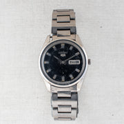 Vintage Seiko 5 6309-8880 Automatic 17J Black Dial Day Date Wristwatch