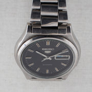Vintage Seiko 5 6309-8230 Automatic 17J Black Dial Day Date Wristwatch