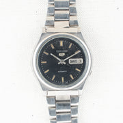 Vintage Seiko 5 6309-8230 Automatic 17J Black Dial Day Date Wristwatch