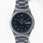 Vintage Seiko 5 6309-8230 Automatic 17J Black Dial Day Date Wristwatch