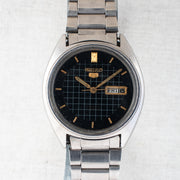 Vintage Seiko 5 6309-8230 Automatic 17J Black Dial Day Date Wristwatch