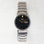 Vintage Seiko 5 6309-8230 Automatic 17J Black Dial Day Date Wristwatch