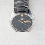 Vintage Seiko 5 6309-8230 Automatic 17J Black Dial Day Date Wristwatch