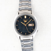 Vintage Seiko 5 6309-8230 Automatic 17J Black Dial Day Date Wristwatch