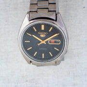 Vintage Seiko 5 6309-8230 Automatic 17J Black Dial Day Date Wristwatch