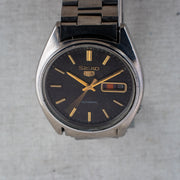 Vintage Seiko 5 6309-8230 Automatic 17J Black Dial Day Date Wristwatch