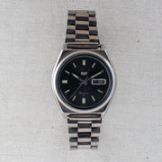Vintage Seiko 5 7009-876J Automatic 17J Black Dial Day Date Wristwatch