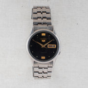 Vintage Seiko 5 7009-3100 Automatic 17J Black Dial Day Date Wristwatch