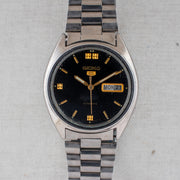 Vintage Seiko 5 6309-8840 Automatic 17J Black Dial Day Date Wristwatch