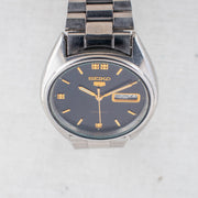 Vintage Seiko 5 6309-8840 Automatic 17J Black Dial Day Date Wristwatch