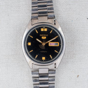 Vintage Seiko 5 6309-8840 Automatic 17J Black Dial Day Date Wristwatch