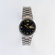 Vintage Seiko 5 6309-8840 Automatic 17J Black Dial Day Date Wristwatch