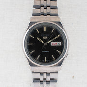 Vintage Seiko 5 6309-872M Automatic 17J Black Dial Day Date Wristwatch