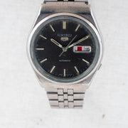 Vintage Seiko 5 6309-872M Automatic 17J Black Dial Day Date Wristwatch