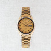 Vintage Seiko 5 7009-3171 Automatic 17J Gold Dial Day Date Wristwatch
