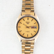 Vintage Seiko 5 7009-3171 Automatic 17J Gold Dial Day Date Wristwatch