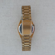 Vintage Seiko 5 7019-8180 Automatic 21J Gold Dial Day Date Wristwatch