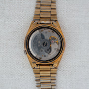Vintage Seiko 5 7019-8180 Automatic 21J Gold Dial Day Date Wristwatch