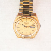 Vintage Seiko 5 6309-8150 Automatic 17J Gold Dial Day Date Wristwatch