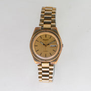 Vintage Seiko 5 6309-8150 Automatic 17J Gold Dial Day Date Wristwatch
