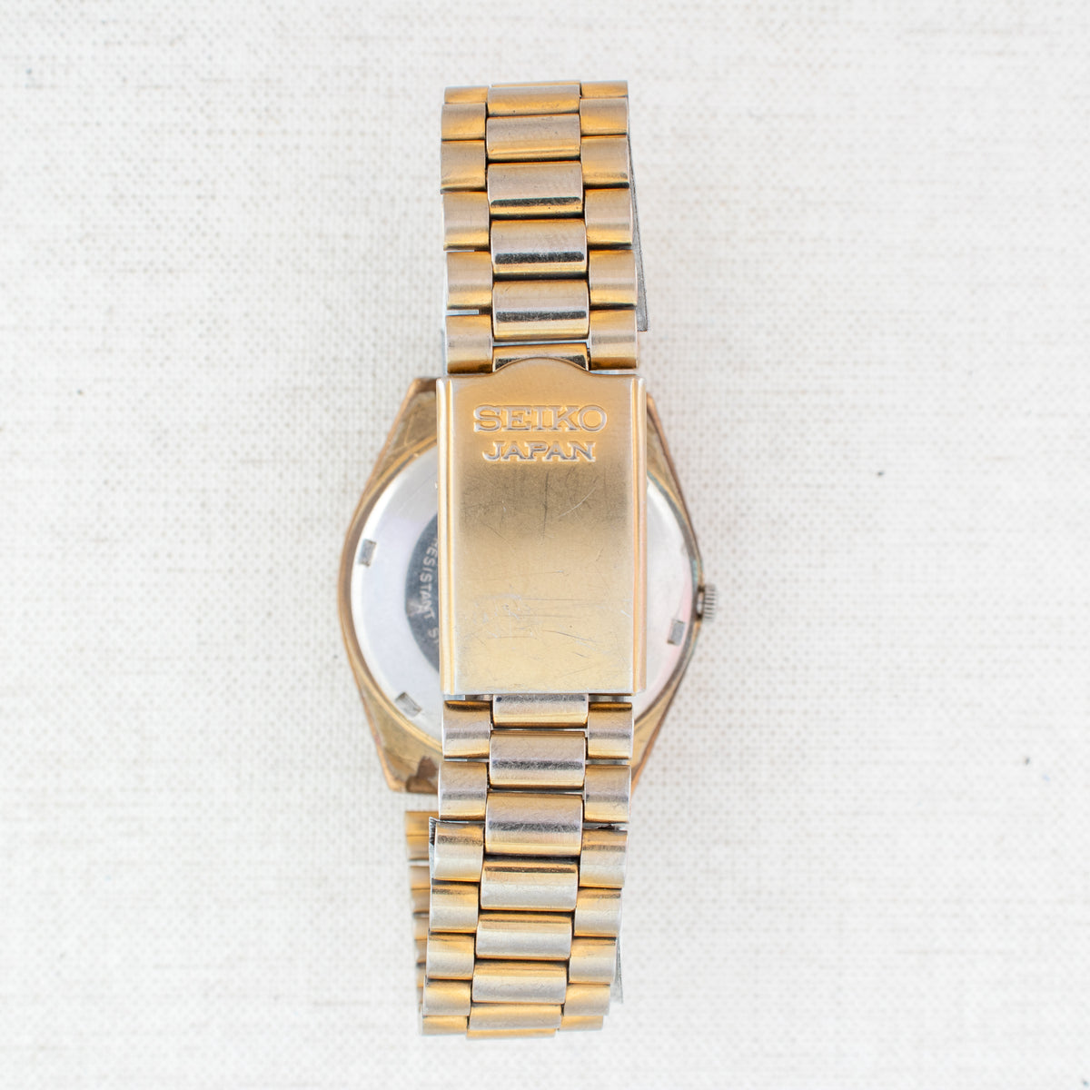 Vintage Seiko 5 6309-8150 Automatic 17J Gold Dial Day Date Wristwatch