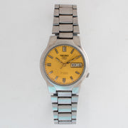 Vintage Seiko 5 7S26-02P0 Automatic 21J Gold Dial Day Date Wristwatch