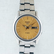 Vintage Seiko 5 7009-821J Automatic 17J Gold Dial Day Date Wristwatch