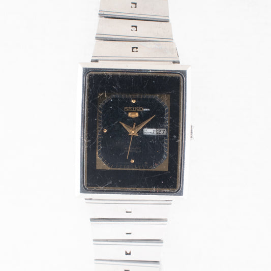 Vintage Seiko 5 2949-5110 Automatic 23J Black Dial Day Date Wristwatch