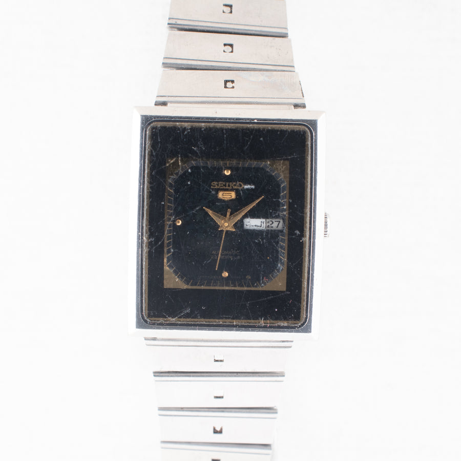 Vintage Seiko 5 2949-5110 Automatic 23J Black Dial Day Date Wristwatch