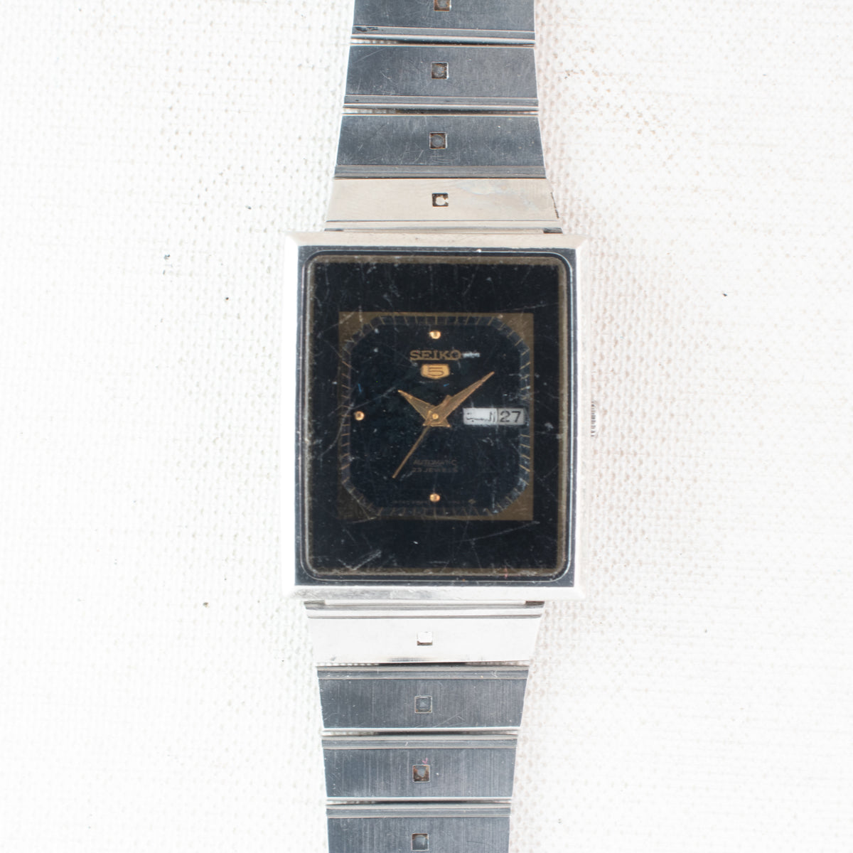 Vintage Seiko 5 2949-5110 Automatic 23J Black Dial Day Date Wristwatch