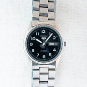 Vintage Seiko 5 4216-0020 Automatic 17J Black Dial Day Date Wristwatch