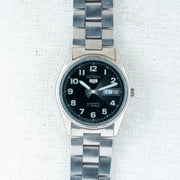 Vintage Seiko 5 4216-0020 Automatic 17J Black Dial Day Date Wristwatch