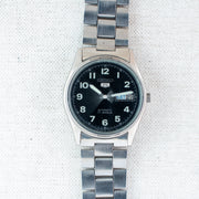 Vintage Seiko 5 4216-0020 Automatic 17J Black Dial Day Date Wristwatch