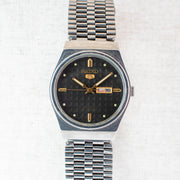 Vintage Seiko 5 4206-0591 Automatic 17J Black Dial Day Date Wristwatch