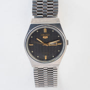 Vintage Seiko 5 4206-0591 Automatic 17J Black Dial Day Date Wristwatch