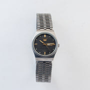 Vintage Seiko 5 4206-0591 Automatic 17J Black Dial Day Date Wristwatch