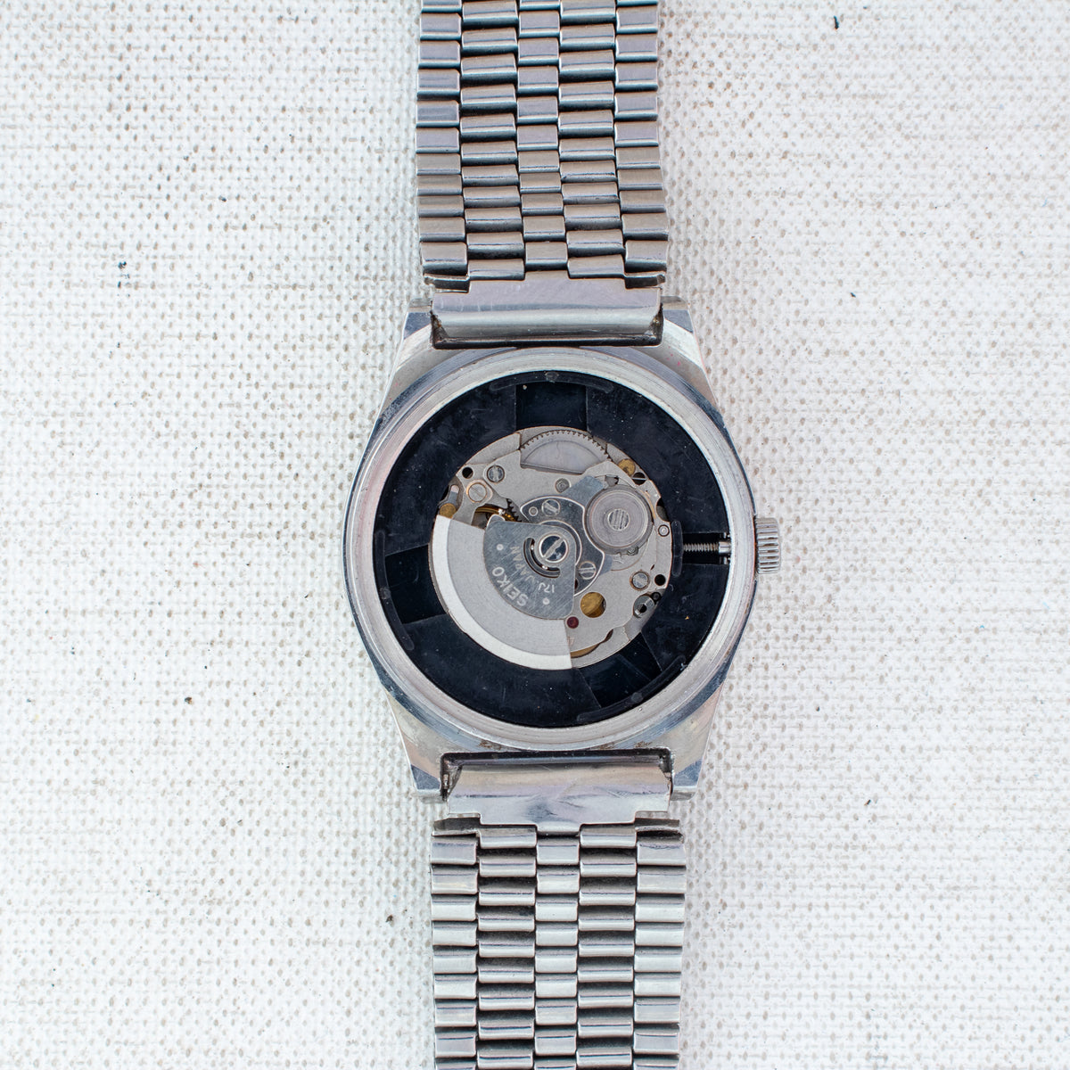 Vintage Seiko 5 4206-0591 Automatic 17J Black Dial Day Date Wristwatch