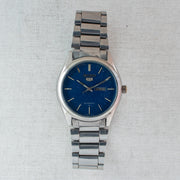 Vintage Seiko 5 4206-0250 Automatic 17J Blue Dial Day Date Wristwatch