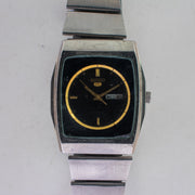 Vintage Seiko 5 2906-075A Automatic 17J Black Dial Day Date Wristwatch