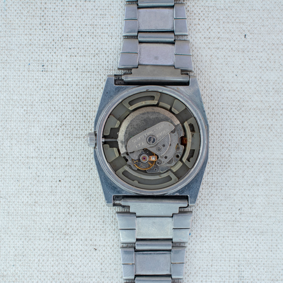 Vintage Seiko 5 2906-075A Automatic 17J Black Dial Day Date Wristwatch