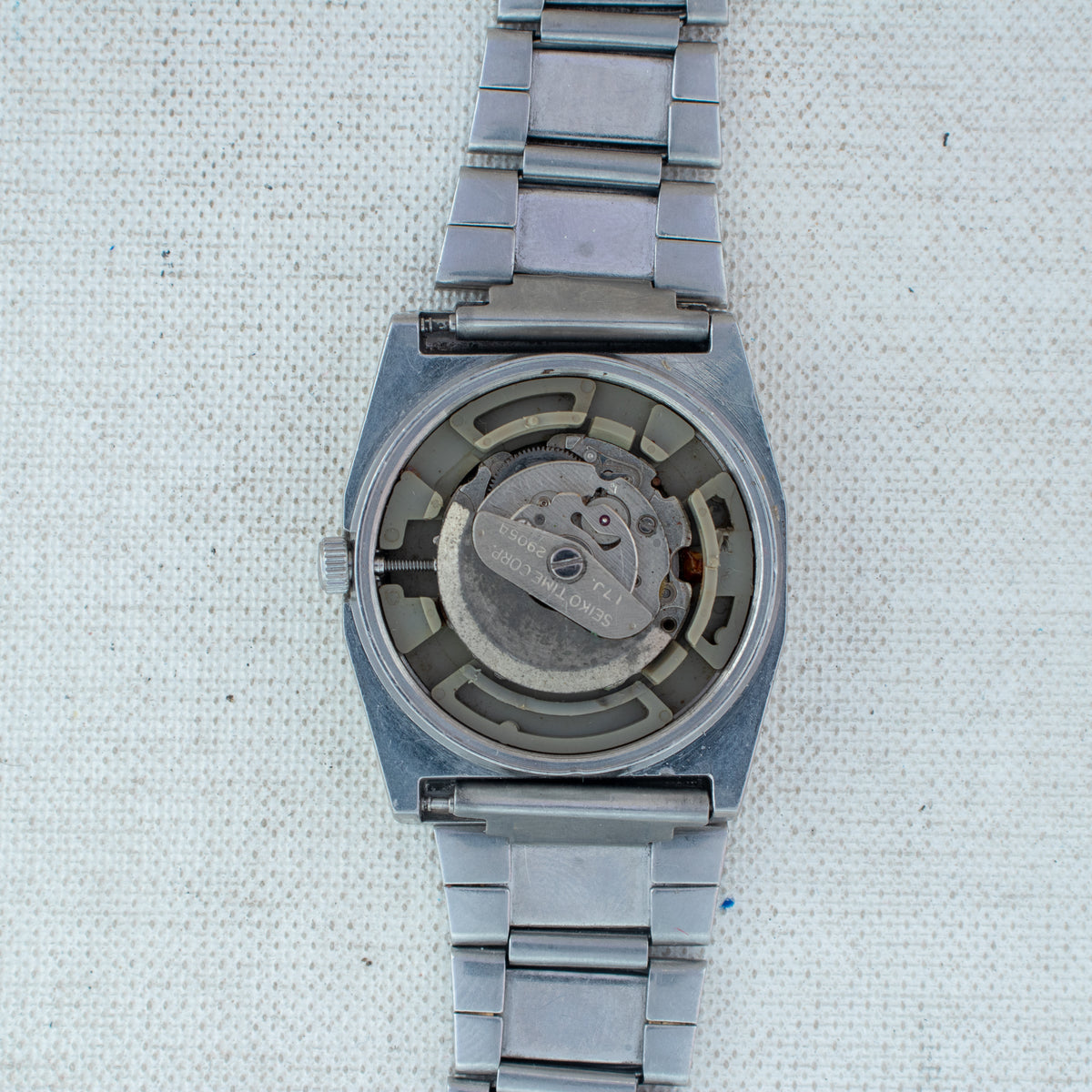 Vintage Seiko 5 2906-075A Automatic 17J Black Dial Day Date Wristwatch