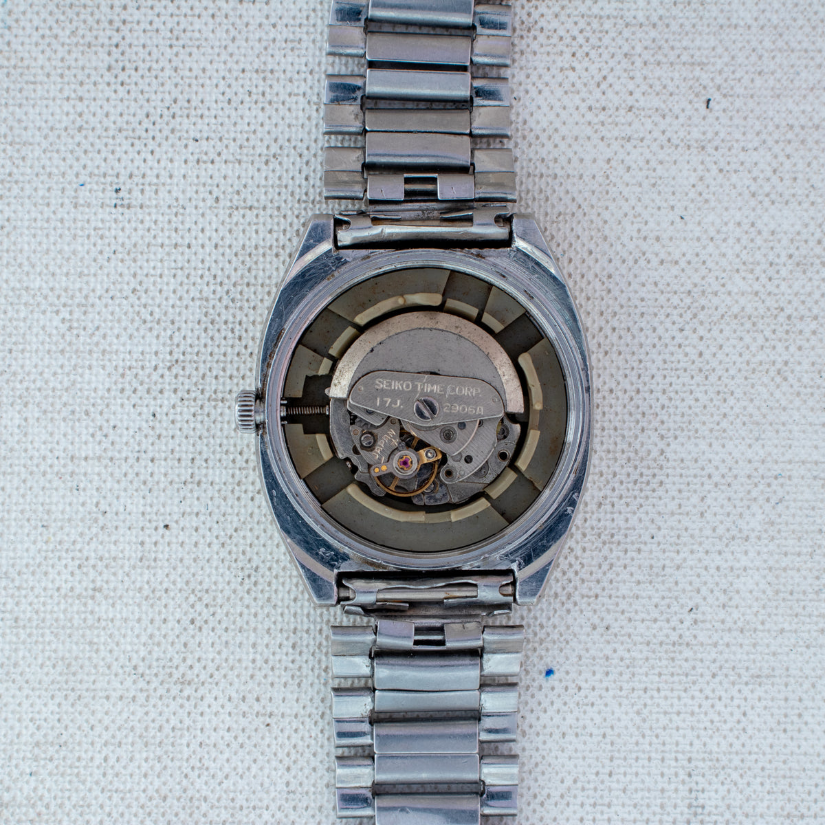 Vintage Seiko 5 2906-5590 Automatic 17J Grey Dial Day Date Wristwatch