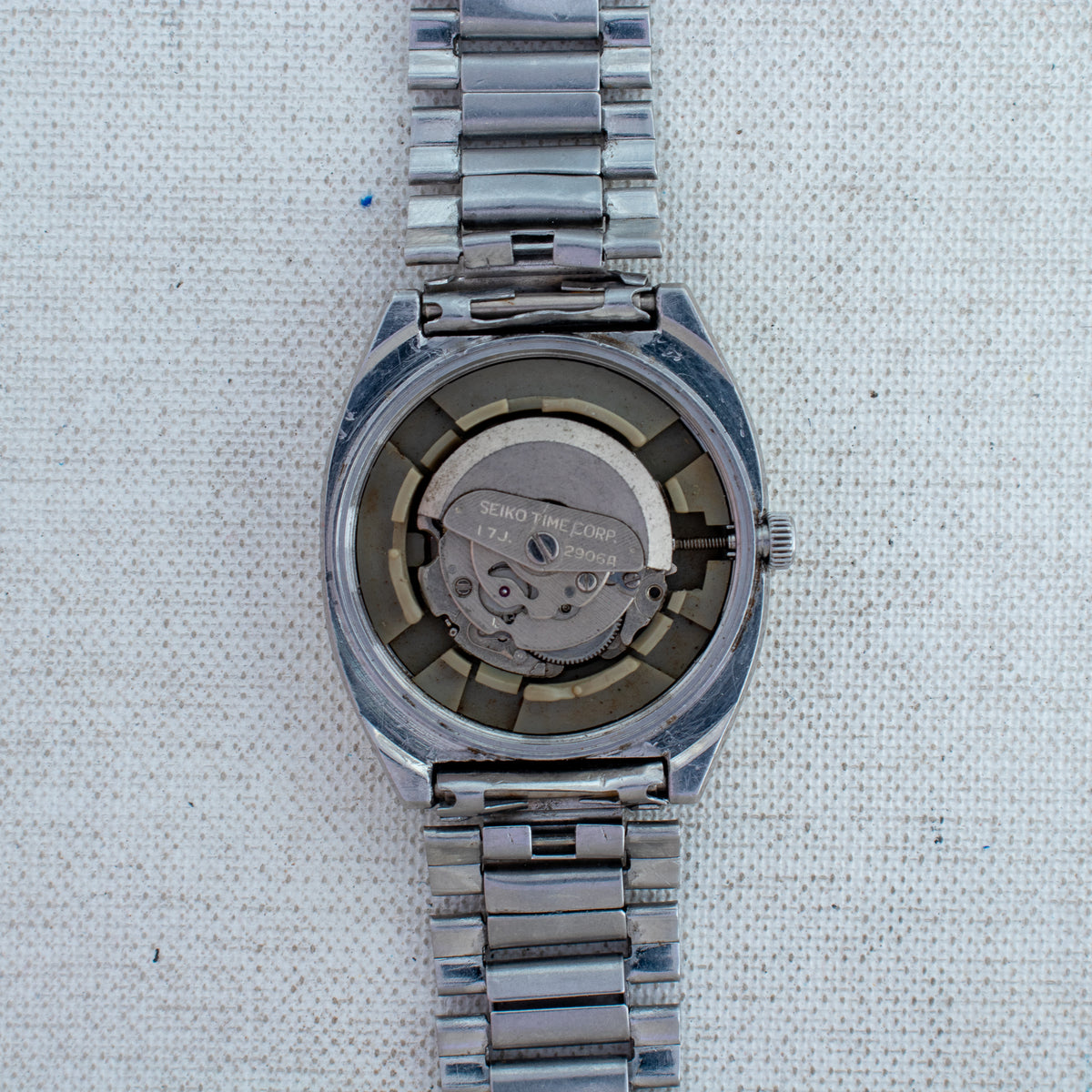 Vintage Seiko 5 2906-5590 Automatic 17J Grey Dial Day Date Wristwatch