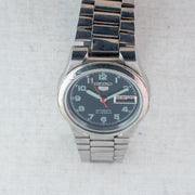 Vintage Seiko 5 4227-00C0 Automatic 21J Black Dial Day Date Wristwatch