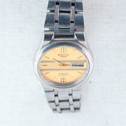Vintage Seiko 5 4227-00C0 Automatic 21J Gold Dial Day Date Wristwatch