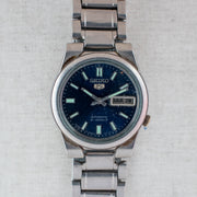 Vintage Seiko 5 4227-00C0 Automatic 21J Blue Dial Day Date Wristwatch