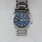 Vintage Seiko 5 4227-00C0 Automatic 21J Blue Dial Day Date Wristwatch