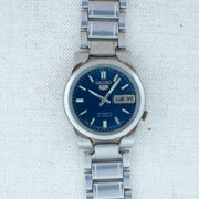 Vintage Seiko 5 4227-00C0 Automatic 21J Blue Dial Day Date Wristwatch