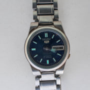 Vintage Seiko 5 4227-00C0 Automatic 21J Blue Dial Day Date Wristwatch