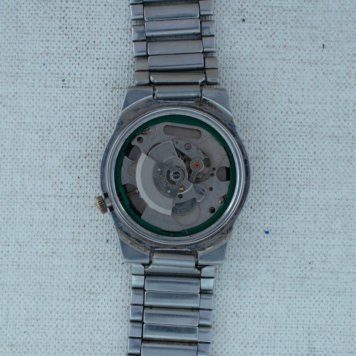 Vintage Seiko 5 4227-00C0 Automatic 21J Blue Dial Day Date Wristwatch